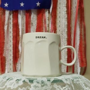Rae Dunn mug, "Dream", typewriter font